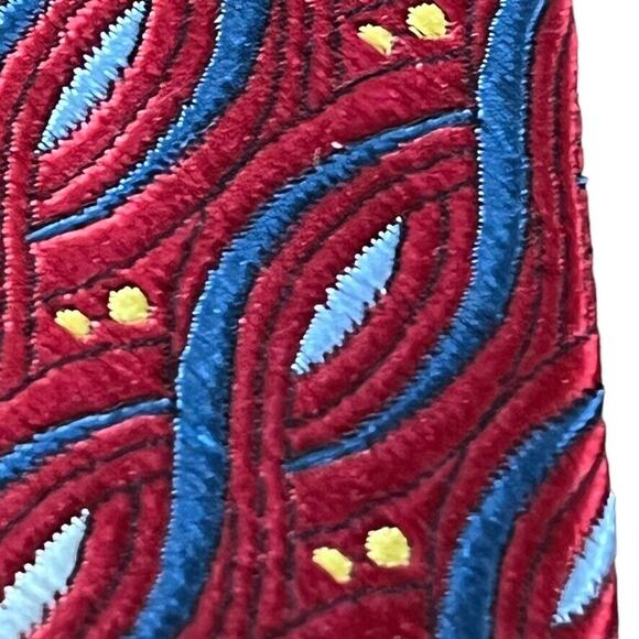 Jos A Bank Red Blue Mens 100% Silk Geometric Italy Mens Neck Tie 58" x 3.75" - Picture 9 of 16